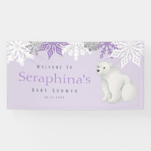 Banderoles Baby shower d'ours polaire violet d'hiver