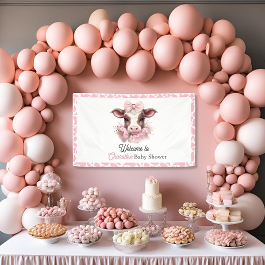 Banderoles Baby shower du Boho Rose de la Vache Sainte