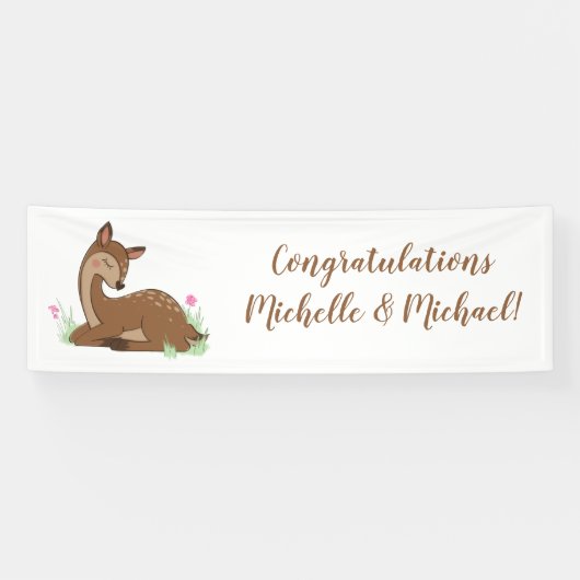 Banderoles Baby shower du cerf Animaux des bois (Horizontal)