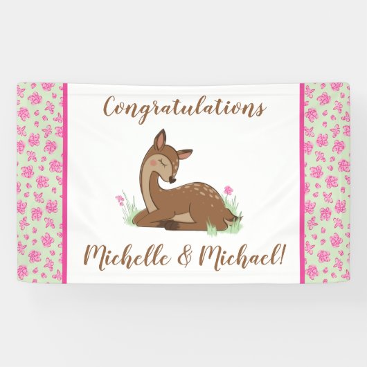 Banderoles Baby shower du cerf Animaux des bois (Horizontal)
