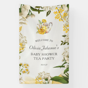 Banderoles Baby Shower élégant floral vert jaune pour une fêt
