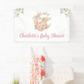 Banderoles Baby shower Eléphant Fille Lune Rose Cute (En situation)