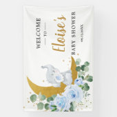 Banderoles Baby shower Eléphant Floral Bleu Chic (Verticale)