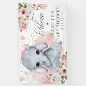 Banderoles Baby shower Eléphant Rose Rose (Vertical)