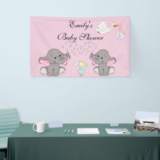 Banderoles Baby Shower, Eléphants, BlueBird et Cigogne, Perso (Salon professionnel)