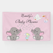 Banderoles Baby Shower, Eléphants, BlueBird et Cigogne, Perso (Horizontal)