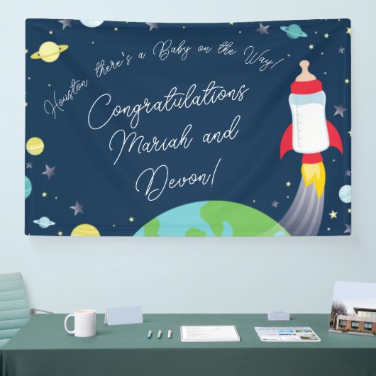 Banderoles Baby shower Espace Extérieur Bouteille Fusée Navir (Salon professionnel)