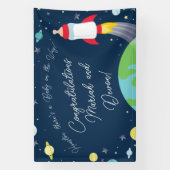 Banderoles Baby shower Espace Extérieur Bouteille Fusée Navir (Verticale)