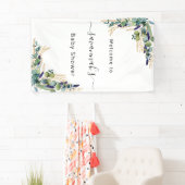 Banderoles Baby shower eucalyptus vert or monogramme (En situation)