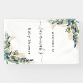 Banderoles Baby shower eucalyptus vert or monogramme (Horizontal)