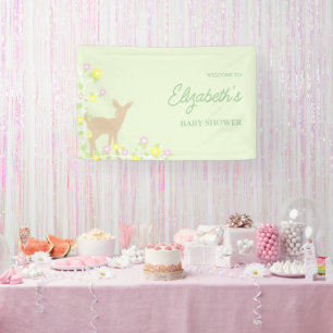 Banderoles Baby Shower Fawn Floral Girl