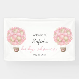 Banderoles Baby shower Fille Balloon Rose Hot Air