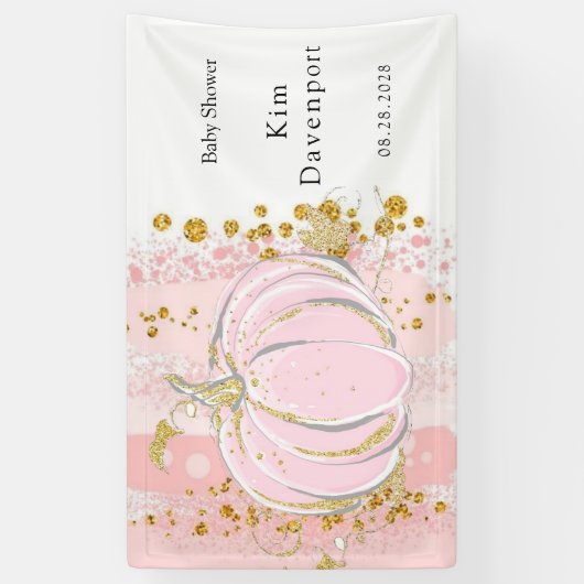 Banderoles Baby shower fille Citrouille Parties scintillant r (Vertical)