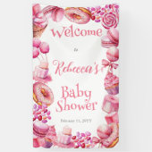 Banderoles Baby shower fille de cadre de bonbons rose (Vertical)