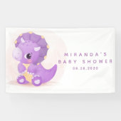 Banderoles Baby shower fille Dinosaure mou pourpre (Horizontal)
