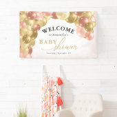 Banderoles Baby shower fille en arc rose et or (En situation)