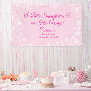 Banderoles Baby shower fille flocon de neige rose