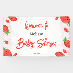 Banderoles Baby shower Fille fraise aquarelle