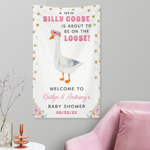 Banderoles Baby Shower Fille Rose Aquarelle Silly Goose