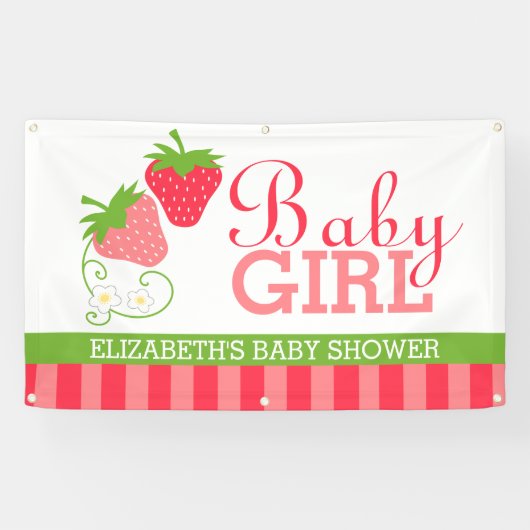 Banderoles Baby shower Filles fraises (Horizontal)