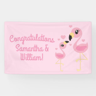 Banderoles Baby shower Flamant rose rose