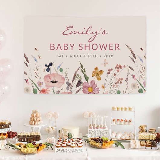 Banderoles Baby shower Fleur sauvage Boho