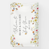 Banderoles Baby shower fleur sauvage Botanique Couples Bienve (Verticale)