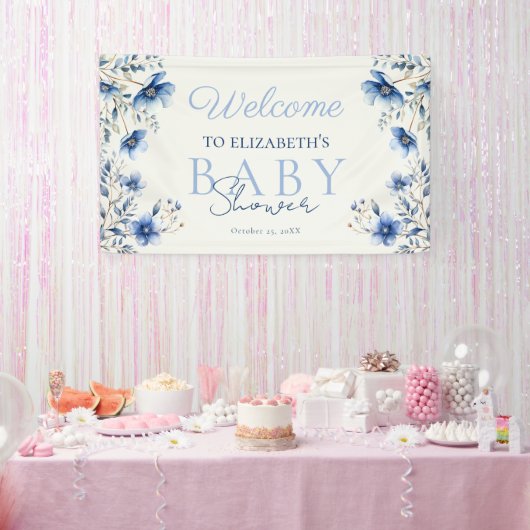 Banderoles Baby shower Fleur sauvage foncé et Dusty (Fête)