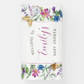 Banderoles Baby shower Fleur sauvage papillon (Verticale)