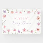 Banderoles Baby shower Fleur sauvage rose violet (Horizontal)