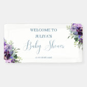 Banderoles Baby shower fleuri violet bienvenue (Horizontal)