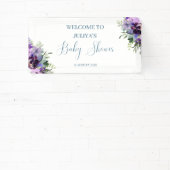 Banderoles Baby shower fleuri violet bienvenue (Insitu)