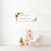 Banderoles Baby Shower Fleurs de Tournesol Eucalyptus (En situation)