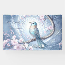 Baby Shower Fleurs Oiseau Bleu