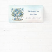 Banderoles Baby shower Floral Blanc Bleu (Insitu)