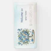 Banderoles Baby shower Floral Blanc Bleu (Verticale)
