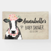 Banderoles Baby shower Floral de la vache d'aquarelle (Horizontal)