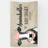 Banderoles Baby shower Floral de la vache d'aquarelle (Vertical)