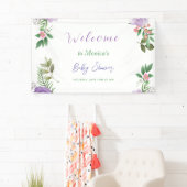 Banderoles Baby shower floral de printemps pourpre (En situation)