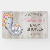 Banderoles Baby shower Floral d'éléphant doux Bienvenue (Horizontal)
