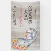 Banderoles Baby shower Floral d'éléphant doux Bienvenue (Vertical)