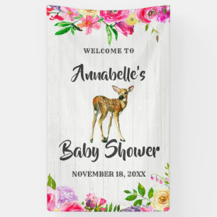 Banderoles Baby shower floral Fawn Deer Aquarelle Bienvenue