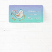 Banderoles Baby shower Floral Little Blue Bird (Insitu)