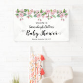 Banderoles Baby shower floral rose printanier (En situation)