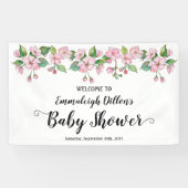 Banderoles Baby shower floral rose printanier (Horizontal)