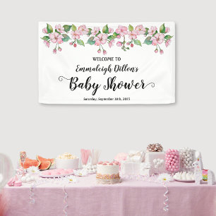 Banderoles Baby shower floral rose printanier