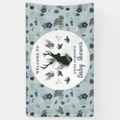 Banderoles Baby shower Floral Rustic Deer Head Blue Bienvenue (Vertical)