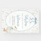 Banderoles Baby shower floral soyeux de Bow bleu oie (Horizontal)