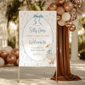 Banderoles Baby shower floral soyeux de Bow bleu oie