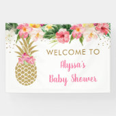 Banderoles Baby shower floral tropical à ananas (Horizontal)